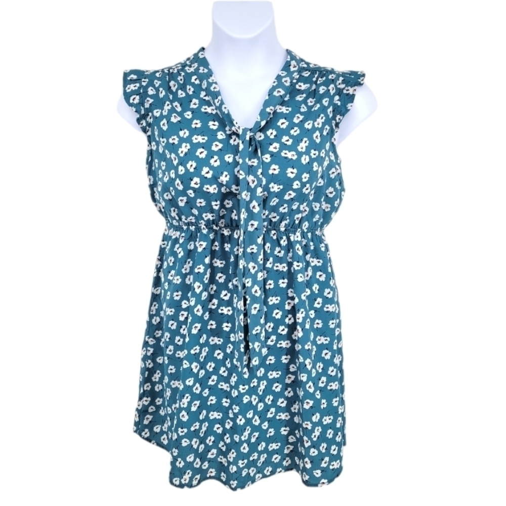 Monteau Blue Floral short sleeve dress Size L